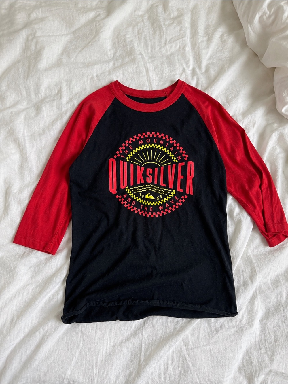 Quiksilver Red and Black Raglan Shirt